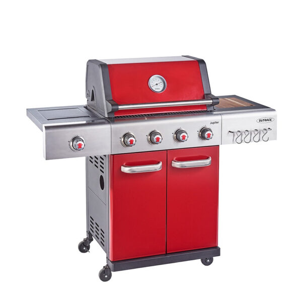 Outback Jupiter 4 Burner Hybrid with Chopping Board ? Red