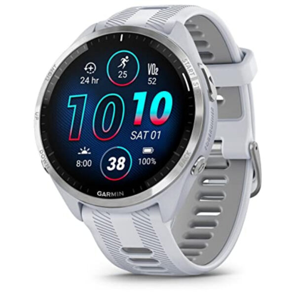 Garmin Forerunner 965 - Titanium Bezel with Whitestone Case and Whitestone/Powder Grey Silicone Band