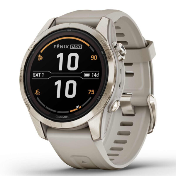 Garmin f?nix 7S Pro ? Sapphire Solar Edition - Soft Gold with Light Sand Band