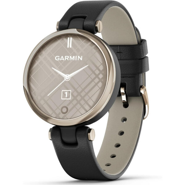 Garmin Lily - Classic Edition - Cream Gold Bezel with Black Case and Italian Leather Band