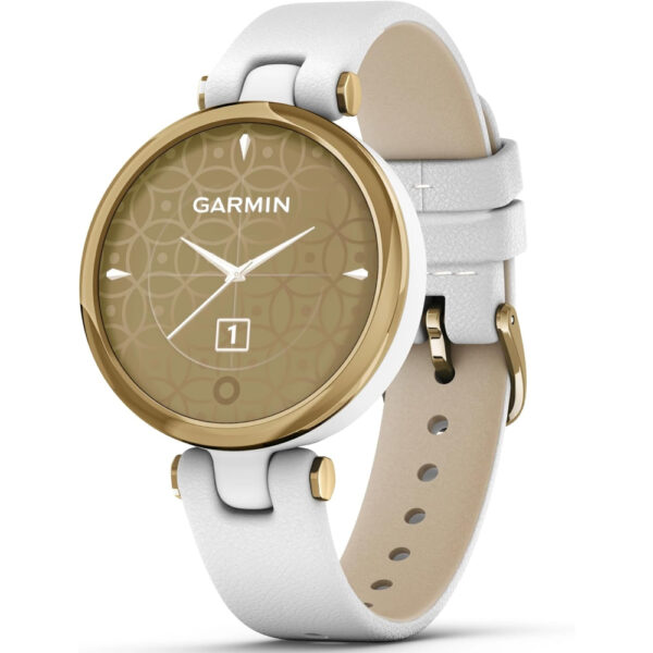 Garmin Lily - Classic Edition - Light Gold Bezel with White Case and Italian Leather Band