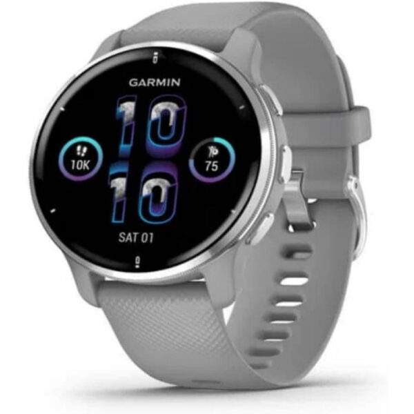 Garmin Venu 2 Plus - Silver Stainless Steel Bezel With Powder Grey Case And Silicone Band