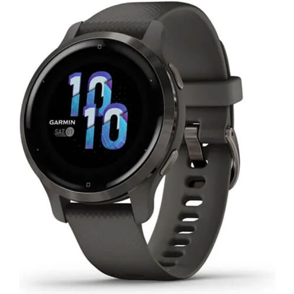 Garmin Venu 2S - Slate Stainless Steel Bezel with Graphite Case and Silicone Band