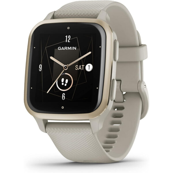 Garmin Venu Sq 2 ? Music Edition - Cream Gold Aluminium Bezel with French Grey Case and Silicone Band