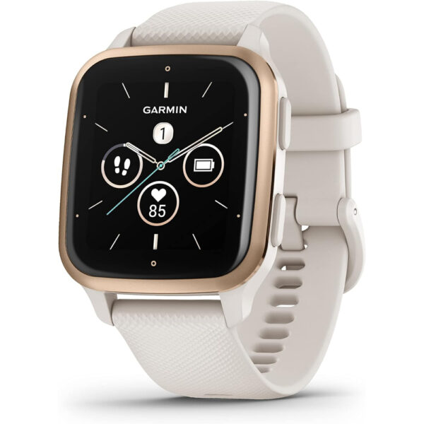 Garmin Venu Sq 2 ? Music Edition - Peach Gold Aluminium Bezel with Ivory Case and Silicone Band