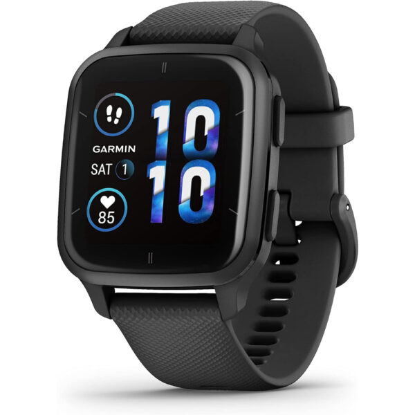 Garmin Venu Sq 2 ? Music Edition - Slate Aluminium Bezel with Black Case and Silicone Band