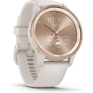 Garmin vivomove Trend - Peach Gold Stainless Steel Bezel with Ivory Case and Silicone Band