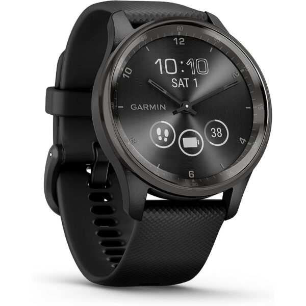 Garmin vivomove Trend - Slate stainless steel bezel with black case and silicone band