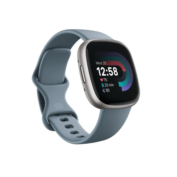 Fitbit Versa 4 Fitness Watch Waterfall Blue/Platinum Aluminium