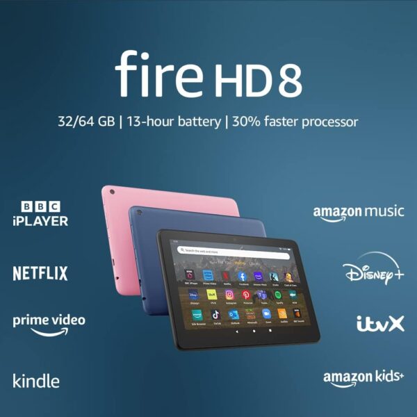 Amazon Fire HD 8 tablet, 8" HD display, 32 GB, Rose, with ads