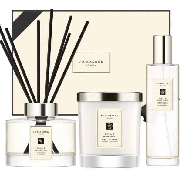 Jo Malone Peony & Blush Suede Home Candle (200g), Home Diffuser (165ml) and Home Spray (100ml) Gift Set