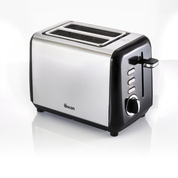 Swan TownHouse Black 2 Slice Toaster - Stainless Steel