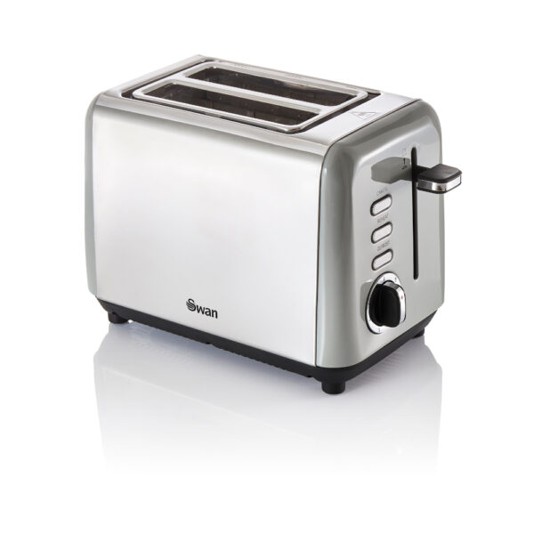 Swan TownHouse Grey 2 Slice Toaster - Stainless Steel