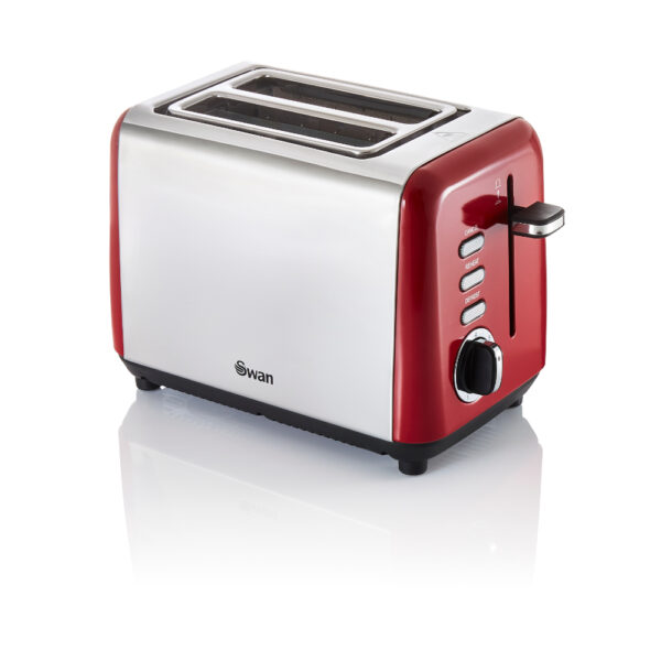 Swan TownHouse Red 2 Slice Toaster - Stainless Steel