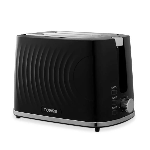 Tower Sonar 2 Slice Textured Toaster Black