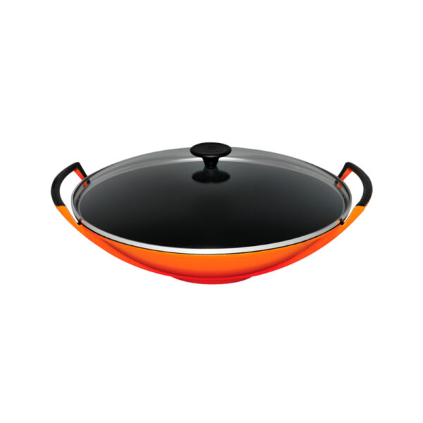 Le Creuset Cast Iron 36cm  Wok with Glass Lid Volcanic