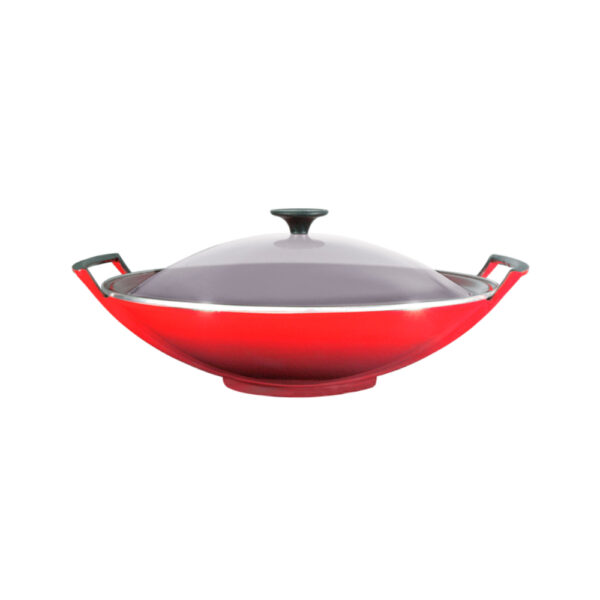 Le Creuset Cast Iron 36cm  Wok with Glass Lid Cerise