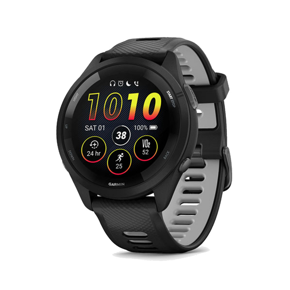 Garmin Forerunner 265 - Black Bezel and Case with Black/Powder Gray Silicone Band