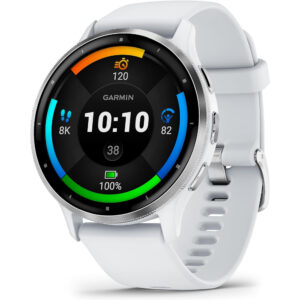 Garmin Venu 3 - Silver stainless steel bezel with whitestone case and silicone band