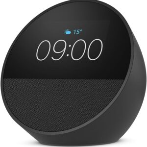 Amazon Echo Spot, Smart alarm clock with vibrant sound + Alexa, Black