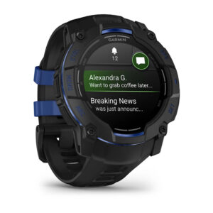 Garmin Instinct 3,50mm,AMOLED,Black with Bolt Blue Accents,Smart Watch