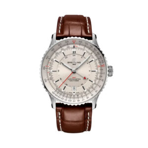 Breitling Navitimer Automatic GMT 41mm Brown Strap Cream SunRay Face