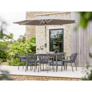 Antibes 160 x 90cm Rectangle Dining Table with 6 Chairs & Parasol