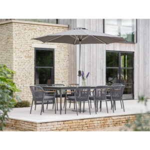 Antibes 220 x 100cm Rectangle Dining Table with 8 Chairs & Parasol