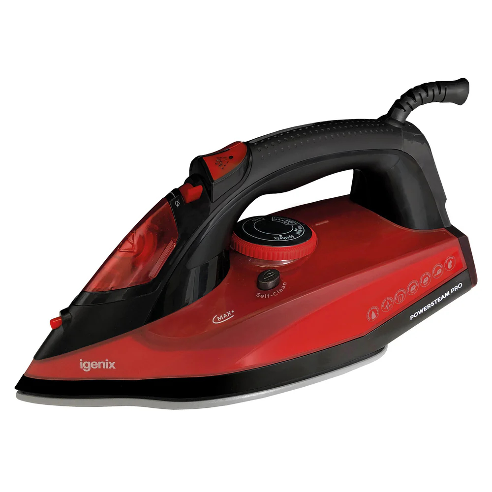 Igenix PowerSteam Pro 2600W Steam Iron - Red/Black