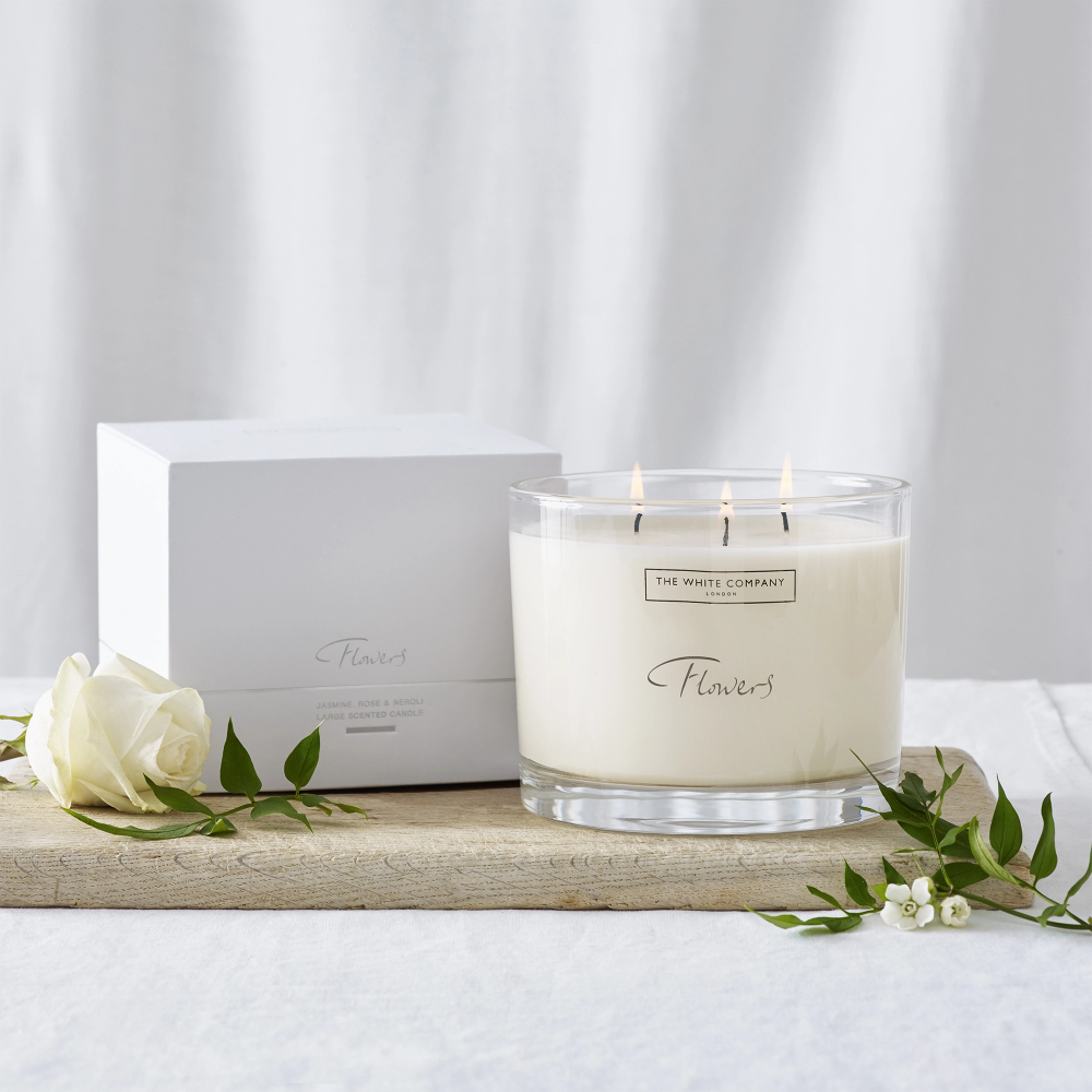 The White Company Flowers Large Candle