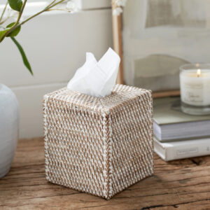 The White Company White Rattan Tissue Box Cvr