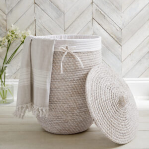The White Company Whitewashed Seagrass Laundry Basket With Liner