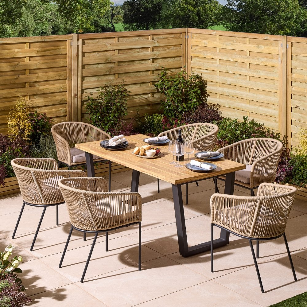 Rowlinson Oslo 6 Seat Dining Set - 160cm Table