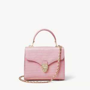 Aspinal of London Midi Mayfair Bag - Deep Shine Powder Lilac Small Croc