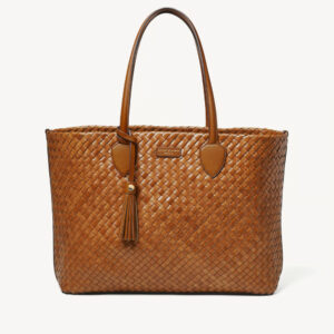 Aspinal of London Large Island Tote - Tan Woven Leather