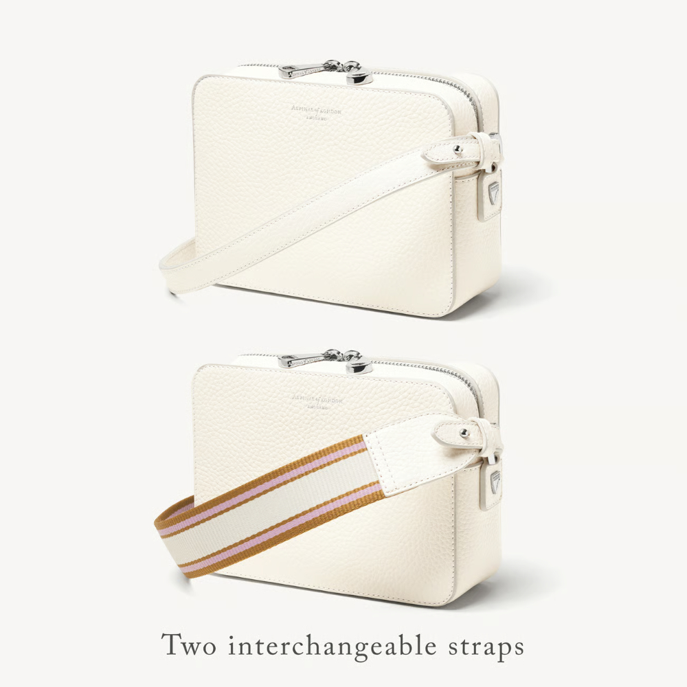 Aspinal of London Camera Crossbody with Interchangeable Straps - Chalk White Pebble - Image 2