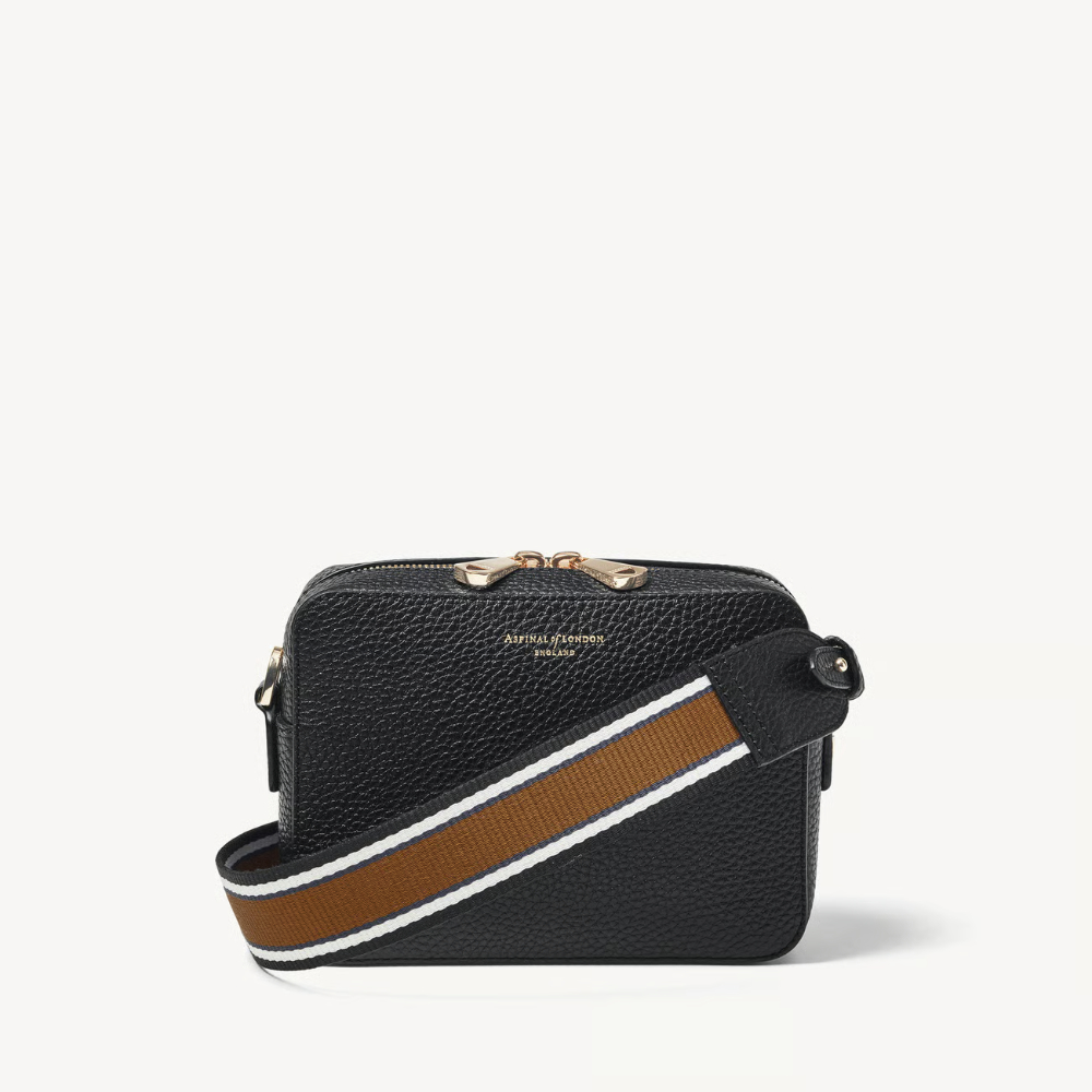 Aspinal of London Camera Crossbody with Interchangeable Straps - Black Pebble