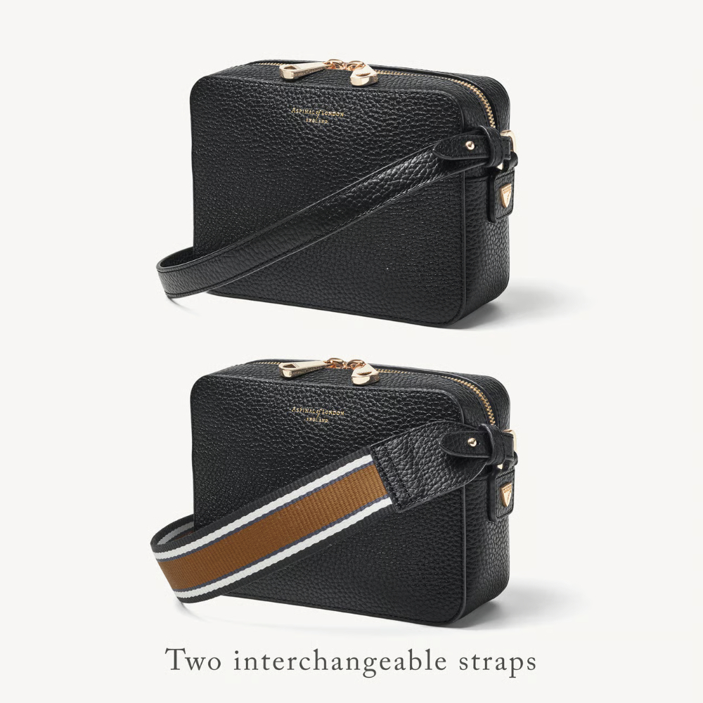 Aspinal of London Camera Crossbody with Interchangeable Straps - Black Pebble - Image 2