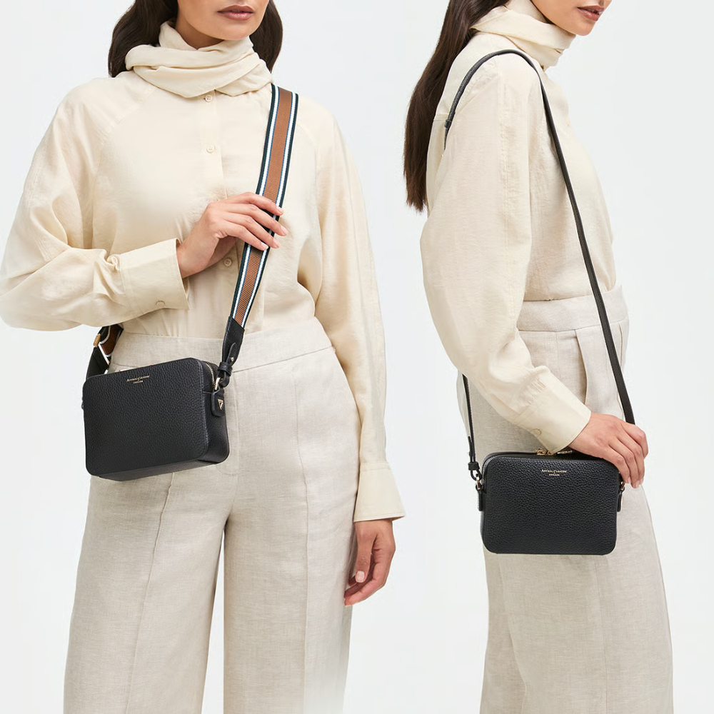 Aspinal of London Camera Crossbody with Interchangeable Straps - Black Pebble - Image 4