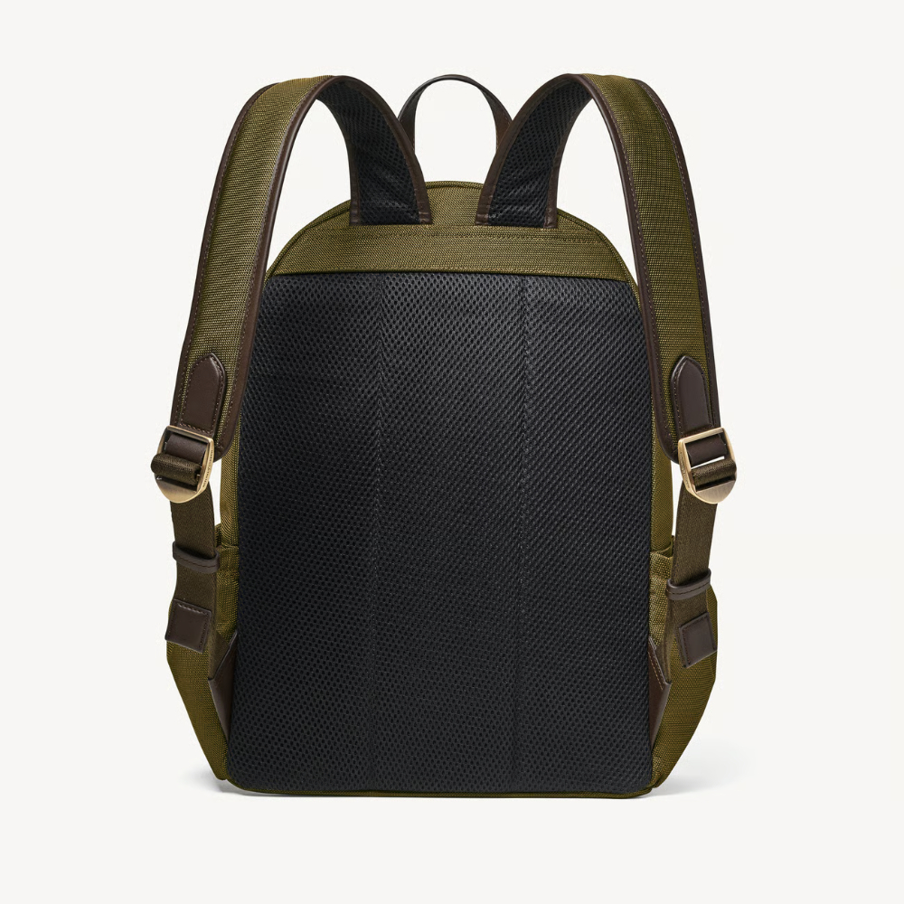 Aspinal of London Men's Backpack - Khaki Leather-Trim Nylon Canvas - Image 2