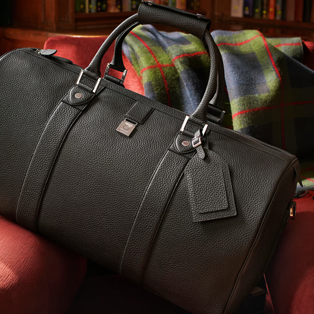 Aspinal of London Boston Duffle Travel Bag - Black Pebble - Image 2