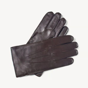 Aspinal of London Men’s Cashmere Lined Leather Gloves Brown Nappa