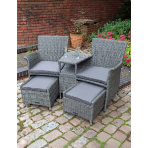 RoyalCraft Paris Fixed Companion Set with pull-out footstools incl. Weather Shield Cushions