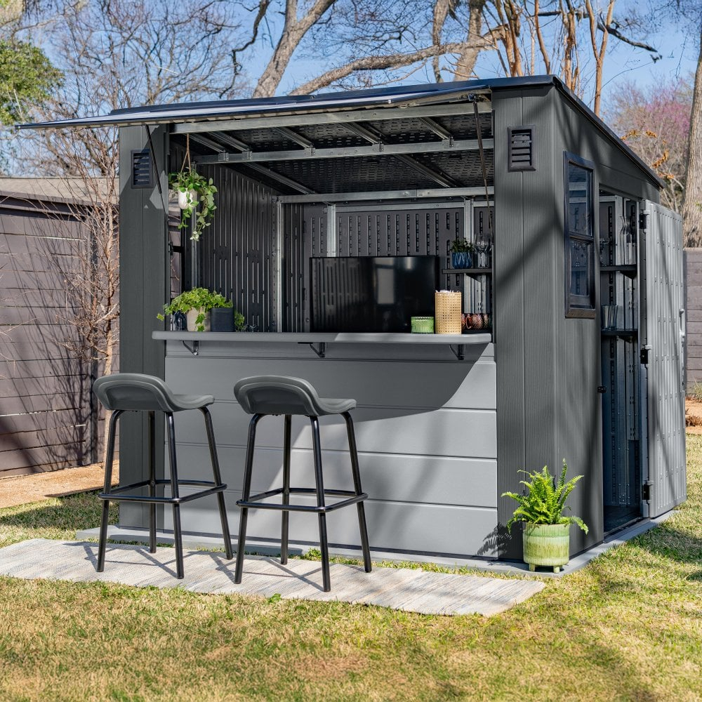 Rowlinson Suncast Cabana Entertainment Shed & Bar 8x7 - Cool Grey