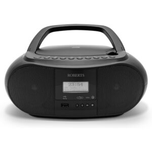 Roberts Zoombox 4 DAB/FM portable boombox with 60 presets, CD and USB, Bluetooth and 5 EQ presets in Black