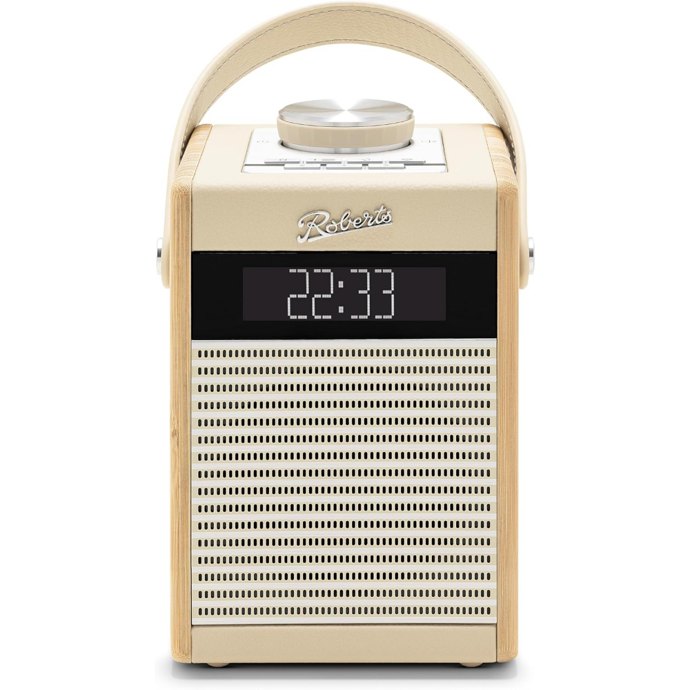 Roberts Rambler Midi DAB/DAB+/FM RDS Bookshelf radio with Bluetooth, alarms and built-in battery charger for re-chargeable Ni-MH batteries in Pastel Cream