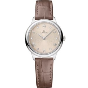 Omega De Ville Prestige Quartz 27.5mm Brown Strap Linen Coloured Dial