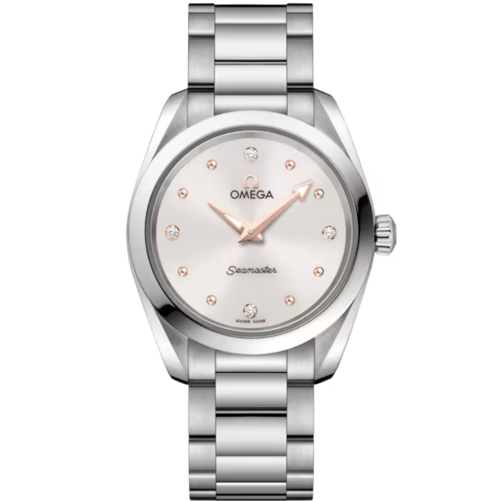 Omega Aqua Terra 150m Quartz 28mm Stainless Steel Bracelet Shimmer White Dial