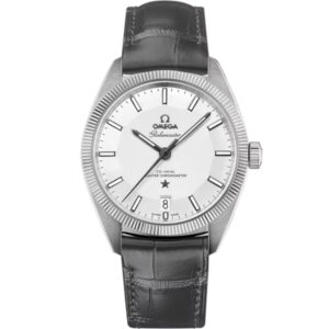 Omega Globemaster 39mm Grey Strap White Dial