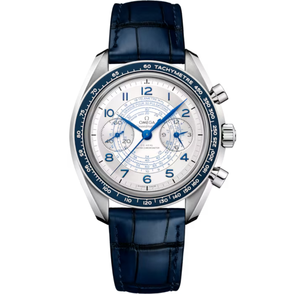 Omega Speedmaster Chronoscope 43mm Blue Strap White Dial